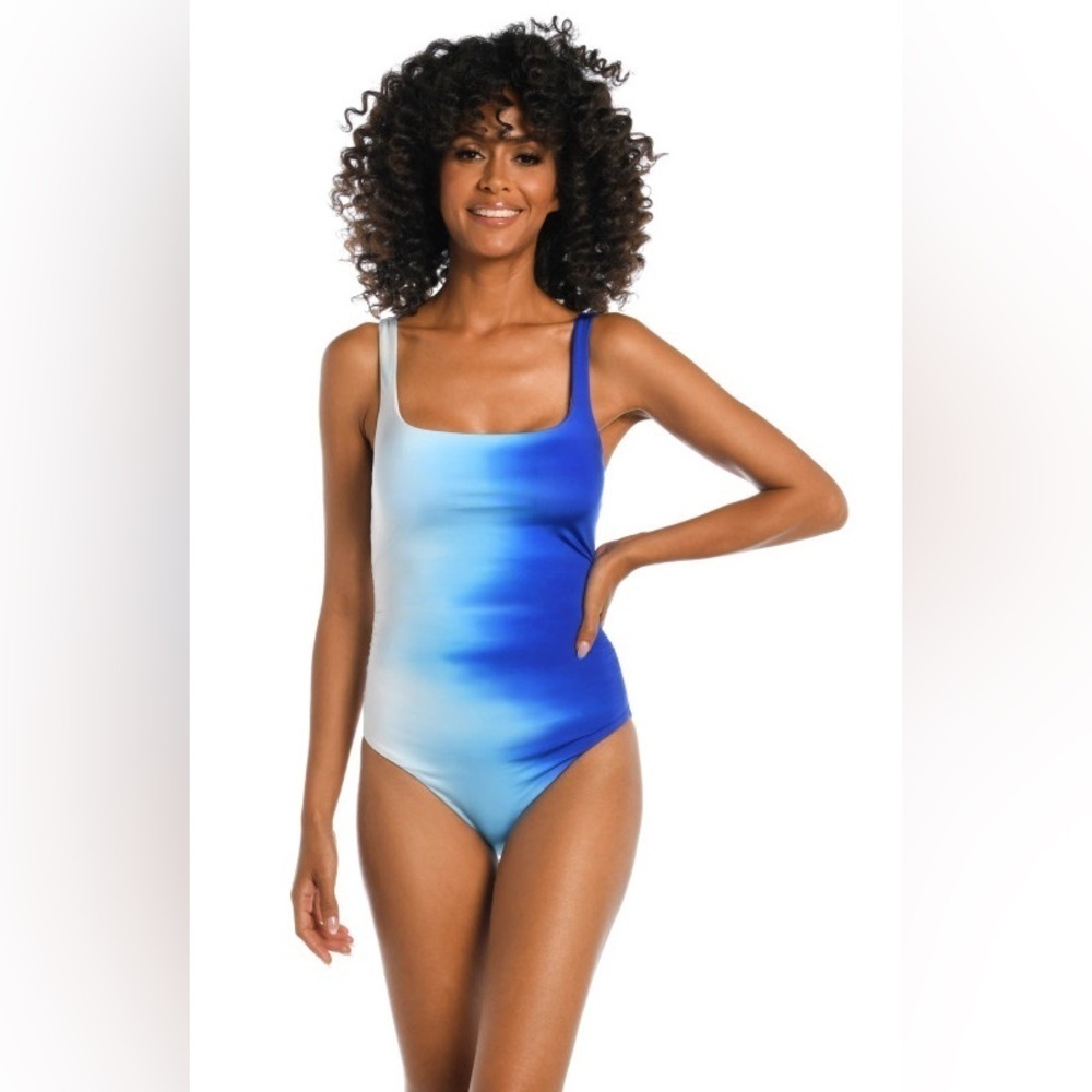 NEW w/Tags La Blanca Ocean Oasis Ombre Sapphire Blue Tank One Piece Swimsuit 10